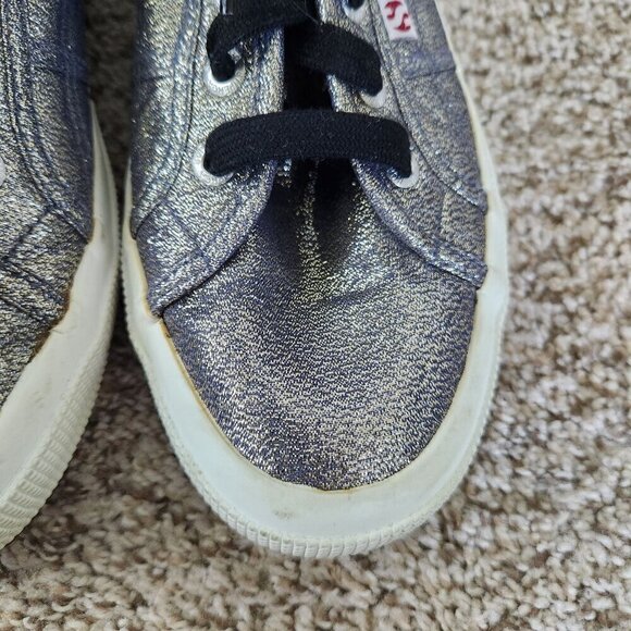 Superga Silver Metallic Low Top Trainers Shoes - Picture 6 of 10